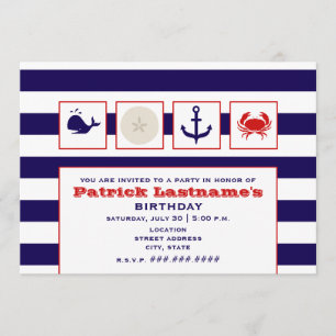 Invitation Océan/plage/fête d'anniversaire de navigation