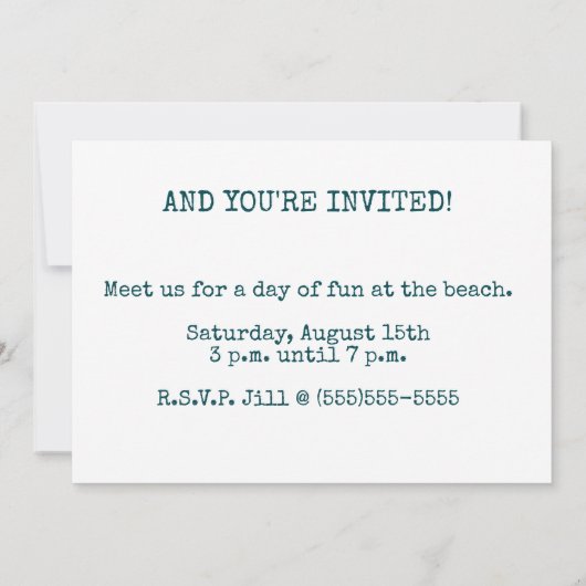 Invitation Océan, Rive Sableuse Plage Vagues Douces (Dos)