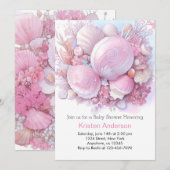 Invitation Océan rose Blissful par le Baby shower de plage (Devant / Derrière)