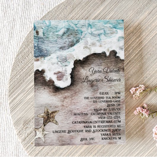 Invitation Océan rustique | Beach Destination Lingerie Douche