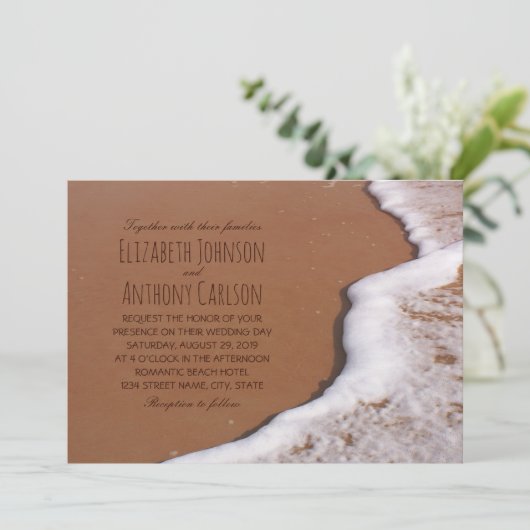 Invitation Océan Sand Et Waves Beach Mariage À Thème (Debout devant)