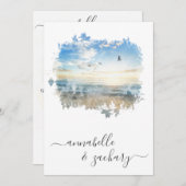 Invitation ** Ocean Sea Artistic RSVP - Plage QR AR7 Mariage (Devant / Derrière)