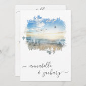 Invitation *~* Ocean Sea Artistic RSVP - Plage QR AR7 Mariage (Devant / Derrière)