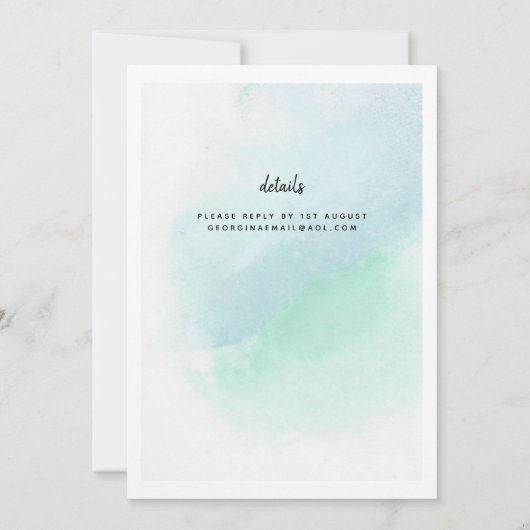 Invitation Ocean Sea Glass Ombre Turquoise Blue Mariage (Dos)