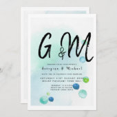 Invitation Ocean Sea Glass Ombre Turquoise Blue Mariage (Devant / Derrière)