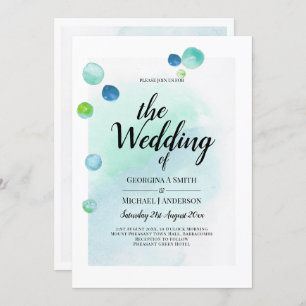 Invitation Ocean Sea Glass Ombre Turquoise Blue Mariage