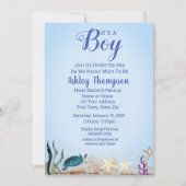 Invitation Ocean Sea Turtle Blue Boys Starfish Baby shower (Devant)