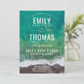 Invitation Ocean Sea Waves Beach Sand Mariage nautique (Debout devant)