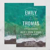 Invitation Ocean Sea Waves Beach Sand Mariage nautique (Devant / Derrière)