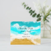 Invitation Ocean Seaside Turquoise Waves Enregistrer la date (Debout devant)