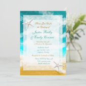 Invitation Ocean Seaside Turquoise Waves Mariage côtier Invi (Debout devant)