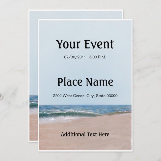 Invitation Ocean Shore Beach (Devant / Derrière)
