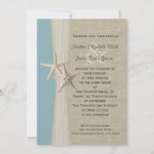 Invitation Ocean Sky Blue Burlap et Starfish Beach Wedding (Dos)