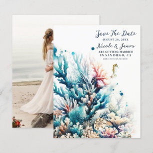 Invitation Ocean Splash Sea Coral Aquarelle Enregistrer la da