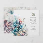 Invitation Ocean Splash Sea Coral Aquarelle Sweet 16 (Devant / Derrière)