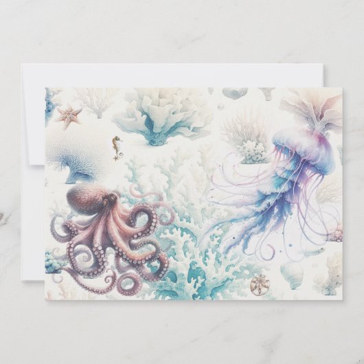 Invitation Ocean Splash Sea Coral Mariage d'aquarelle (Dos)