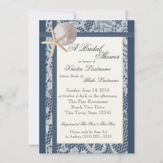 Invitation Océan thème Marine Wedding shower bleu (Devant)