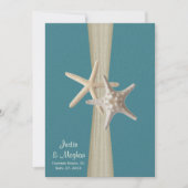 Invitation Ocean Turquoise Burlap et Starfish Beach Wedding (Devant)