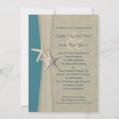 Invitation Ocean Turquoise Burlap et Starfish Beach Wedding (Dos)