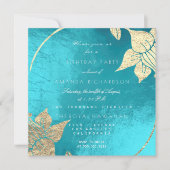 Invitation Ocean Turquoise Champaig Floral Anniversaire (Devant)