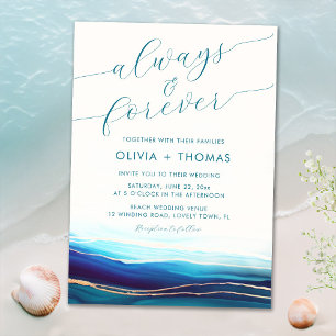 Invitation Océan Turquoise moderne Toujours Forever Mariage d