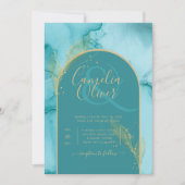 Invitation Ocean Turquoise Turquoise Gold Mariage (Devant)