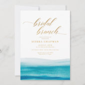 Invitation Ocean Watercolor Gold Script Beach Bridal Brunch (Devant)