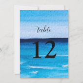 Invitation Ocean Waves Beach Destination Blue Nombre de table (Devant)