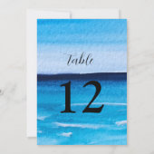 Invitation Ocean Waves Beach Destination Blue Nombre de table (Dos)