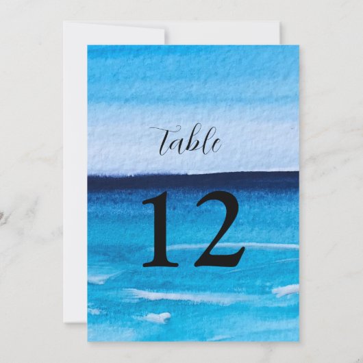 Invitation Ocean Waves Beach Destination Blue Nombre de table (Dos)