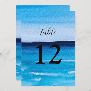 Invitation Ocean Waves Beach Destination Blue Nombre de table