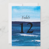 Invitation Ocean Waves Beach Destination Blue Nombre de table (Devant)