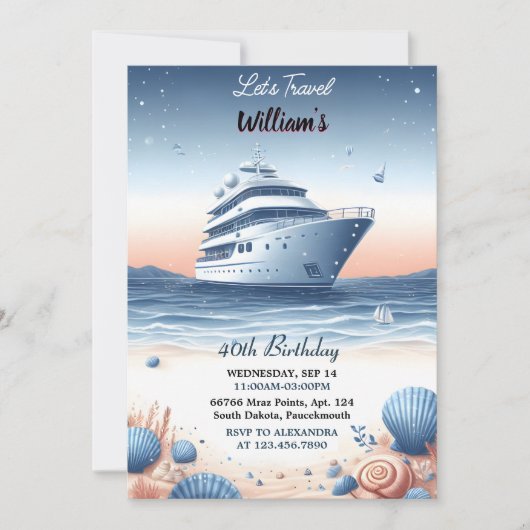 Invitation Ocean Waves Travel Ancre Yacht 40e anniversaire (Devant)