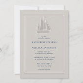 Invitation Ocean Yacht Faux Embossé Moderne Classique Mariage (Devant)