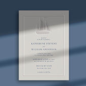 Invitation Ocean Yacht Faux Embossé Moderne Classique Mariage
