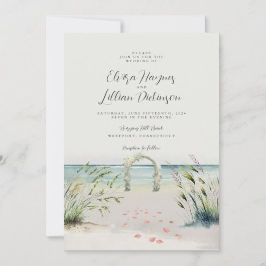Invitation Oceanfront Romance Aquarelle Boho Mariage Invitat (Devant)