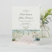 Invitation Oceanfront Romance Aquarelle Boho Mariage Invitat (Debout devant)