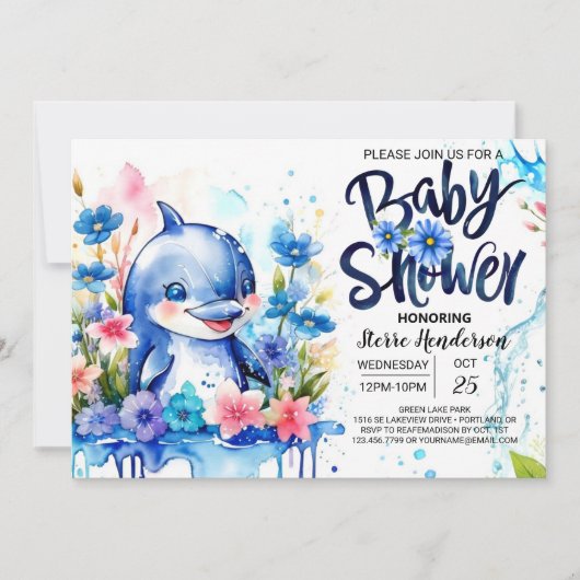 Invitation Ocean's Symphony : Baby shower de garçon sur le th (Devant)