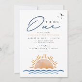 Invitation OCÉANSIDE Beach Coucher de soleil Premier annivers (Devant)