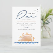 Invitation OCÉANSIDE Beach Coucher de soleil Premier annivers (Debout devant)