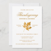 Invitation Ochre Automne Maple Leaf Dîner d'action de grâces  (Devant)
