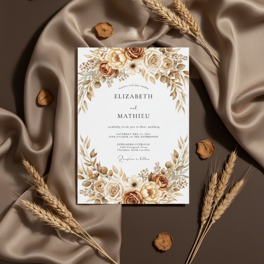 Invitation Ochre Earthy Botanical Wedding
