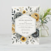Invitation Ochre Floral Moody Romance Wedding (Debout devant)