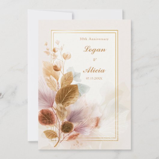Invitation Ochre Pink Translucent Botanical Frame Wedding (Devant)
