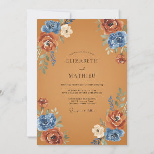 Invitation Ochre Ranunculus Cornflower Eucalyptus doux Weddin