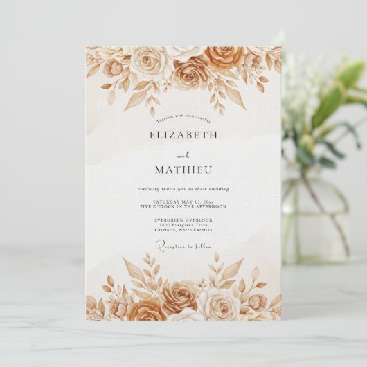 Invitation Ochre Rustic Botanical Wedding (Debout devant)