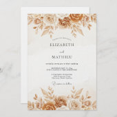 Invitation Ochre Rustic Botanical Wedding (Devant / Derrière)