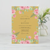 Invitation Ocre Rose Romance Botanique Mariage (Debout devant)