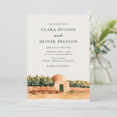 Invitation Ocre Terracotta Oliviers Mariage Script  (Debout devant)