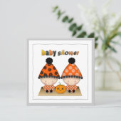 Invitation Octobre Halloween Baby shower jumeaux d'automne (Debout devant)